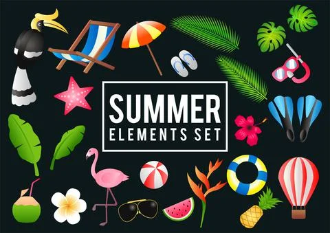Summer decorative element with its symbol,modern and fashionable design Stock Illustration