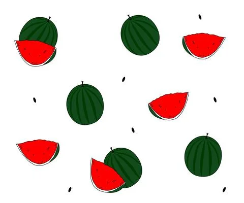 Summer delicious pattern with bright watermelons Stock Illustration