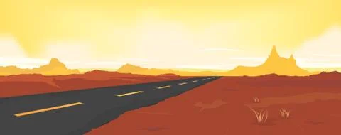 Summer desert road Stock Illustration