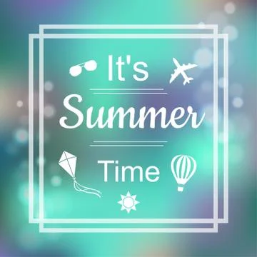 Summer Design. Blur Beach Background. Summer Time blue card design with a Stock Illustration