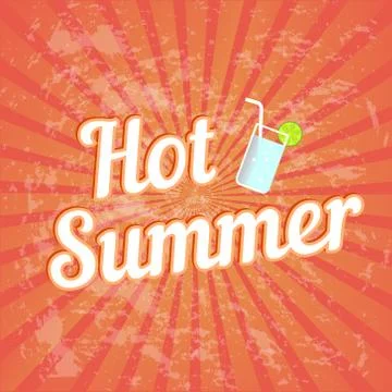 Summer Design. Blur Beach Background. Hand Drawn Lettering Vector. Summer Tim Stock Illustration
