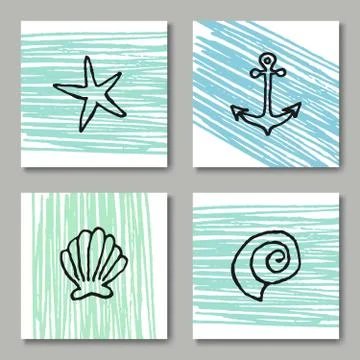 Summer Design Cards Collection Stock Illustration