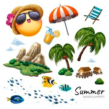 Summer design elements collection Illustrazione stock