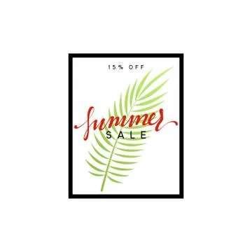Summer design frame layout. Poster sale with palm branches. Stock Illustration