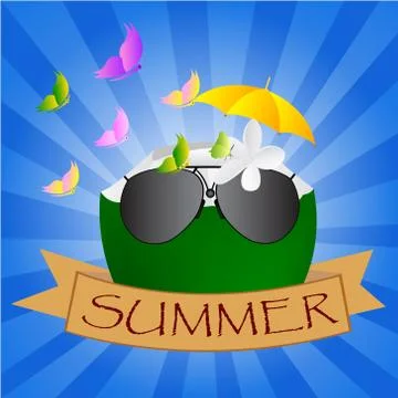 Summer design over a blue background, vector illustration. Illustrazione stock
