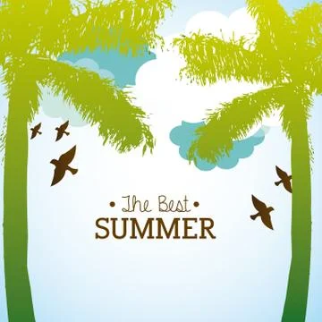 Summer design over sunset background vector illustration Stock Illustration