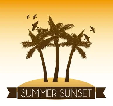 Summer design over sunset background vector illustration Stock Illustration