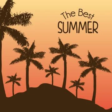 Summer design over sunset background vector illustration Stock Illustration