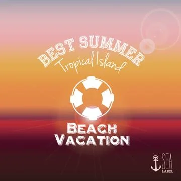 Summer design over sunset background vector illustration Stock Illustration
