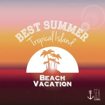 Summer design over sunset  background vector illustration Stock Illustration