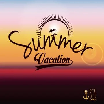 Summer design over sunset background vector illustration Stock Illustration