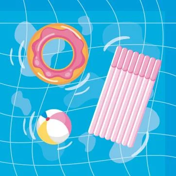 Summer design with pool and float 스톡 일러스트