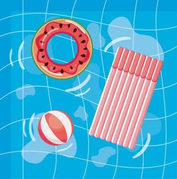 Summer design with pool and float Stock Illustration