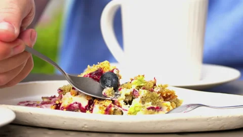 Summer dessert in a cafe Stock Footage 201487944