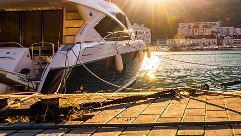 Summer docked yachts Video stock 96212987