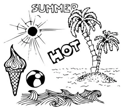 Summer doodle elements Stock Illustration