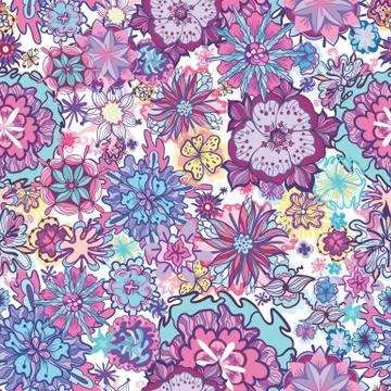 Summer Doodle Floral Pattern Stock Illustration