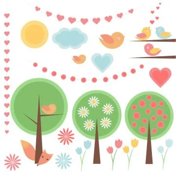 Summer doodle kid set. Stock Illustration