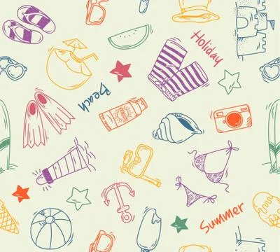 Summer doodle seamles pattern Stock Illustration
