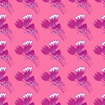 Summer doodle seamless pattern with flowers bouquet ornament. Stylized artwor Stock Illustration