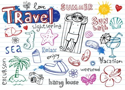 Summer doodle set Stock Illustration