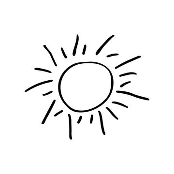 Summer doodle sun. Nice warm weather. Sunburn on vacation. Hand drawn thin li Stock Illustration