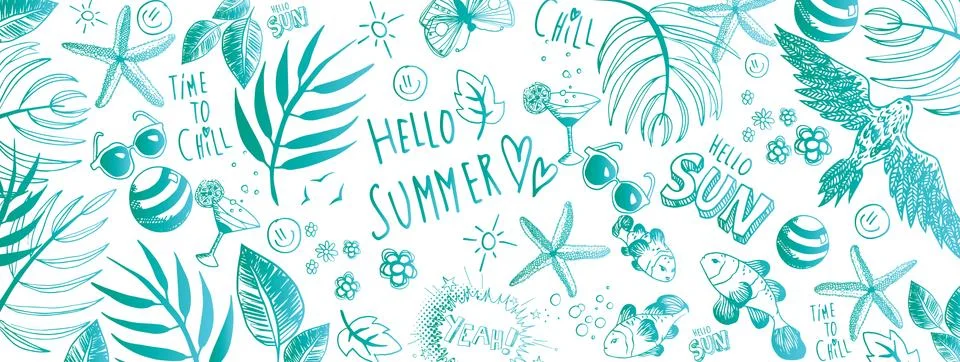 Summer doodles background Stock Illustration