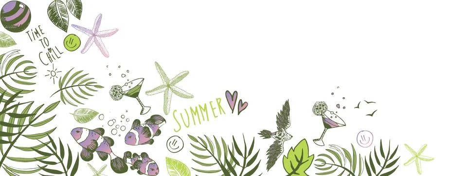 Summer doodles background Stock Illustration