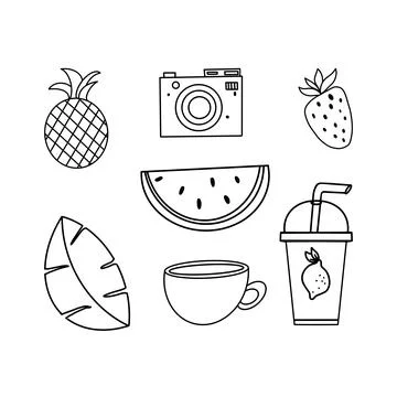 Summer doodles icon set Stock Illustration