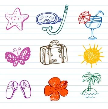 Summer doodles Stock Illustration