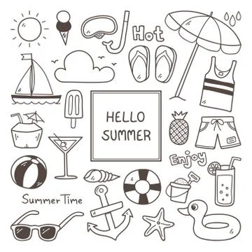 Summer Doodles. Stock Illustration