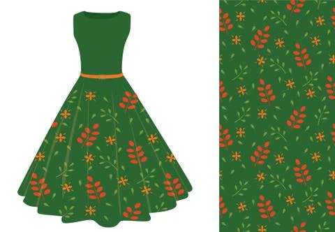 Summer dress leaf pattern Stock Illustration