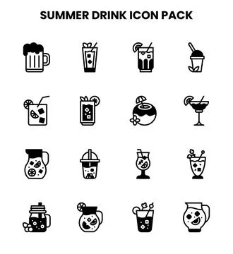 Summer Drink DuoTone Bundle Icons Pack Stock Illustration