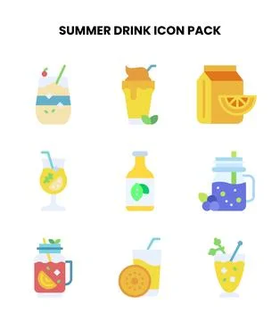 Summer Drink Flat Graphics Icons Pack Illustrazione stock