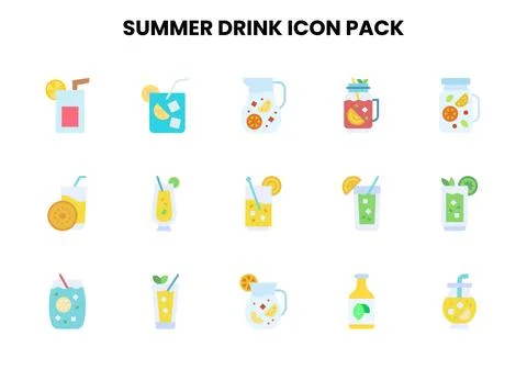 Summer Drink Flat UI Icons Pack Stockillustratie