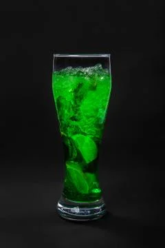 Summer drink with lime and mint isolated black Stock Photos