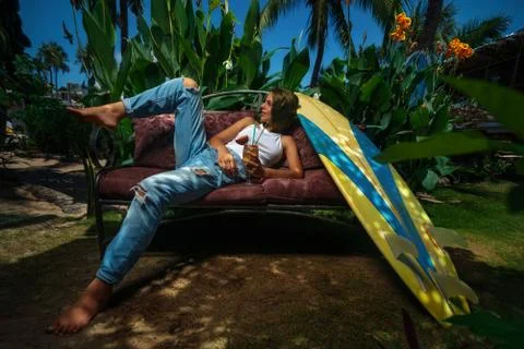 Summer drinks in garde Stock Photos