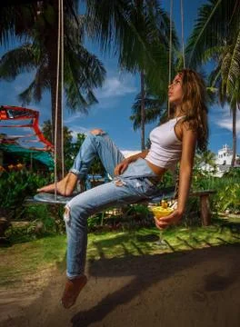 Summer drinks in garde Stock Photos