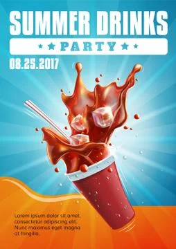 Summer Drinks Party - poster flyer template Stock Illustration