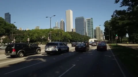 Summer drive down Lake Shore Drive in Chicago Stock Footage 70792593