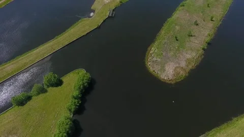 Summer drone view of Augustow Canal, Belarus Stock-Footage 139213879