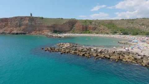 Summer Drone View of Bolata Bay near Kaliakra, Bulgaria, 19 Stock Footage 323940751