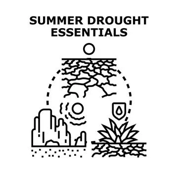 Summer drought essentials concept vector illustration sketch Stock Illustration