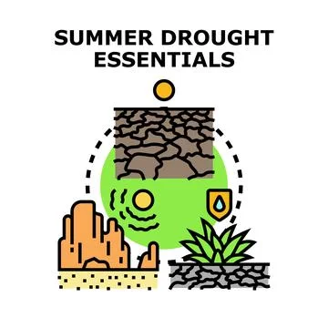 Summer drought essentials concept vector illustration sketch Stock Illustration