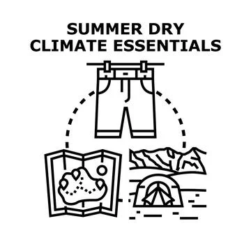 Summer dry climate essentials for outdoor adventure trekking Stock Illustration