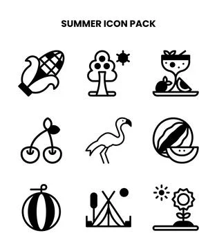 Summer DuoTone Bundle Icons Pack 스톡 일러스트