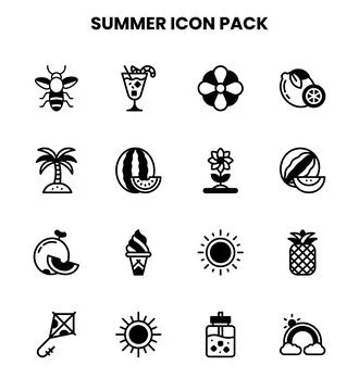 Summer DuoTone Graphics Icons Pack イラスト素材