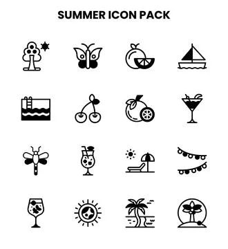 Summer DuoTone Graphics Icons Pack Illustrazione stock