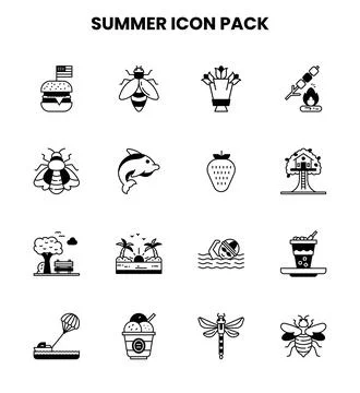 Summer DuoTone Vector Icons Pack Stock Illustration