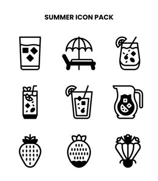 Summer DuoTone Vector Icons Pack Illustrazione stock
